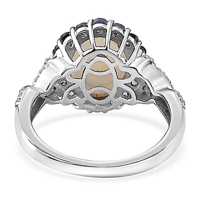 Premium Ethiopian Welo Opal and Multi Gemstone Infinity Halo Ring in Platinum Over Sterling Silver (Size 10.0) 2.15 ctw