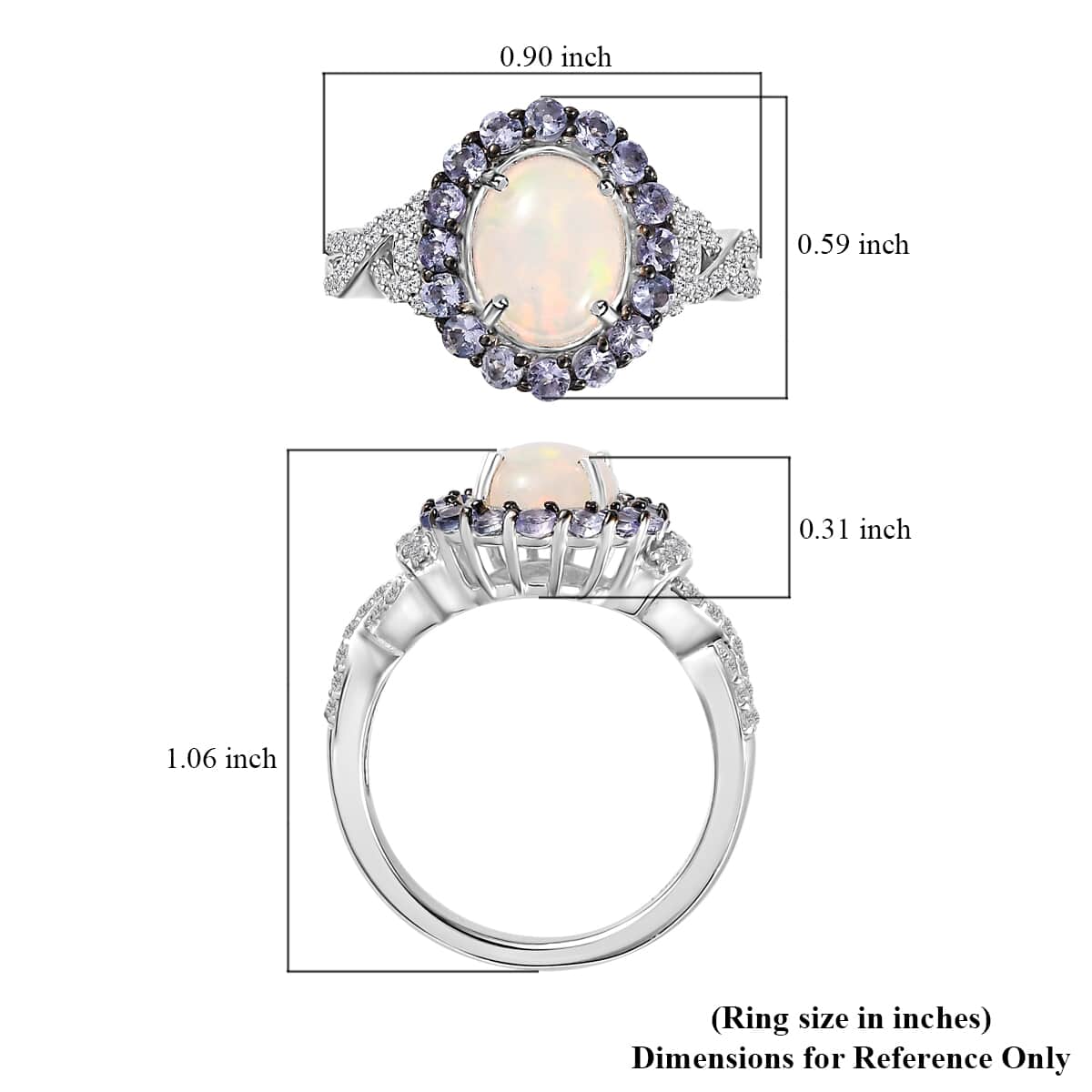 Premium Ethiopian Welo Opal, Multi Gemstone Halo Ring in Platinum Over Sterling Silver (Size 10.0) 2.15 ctw image number 5