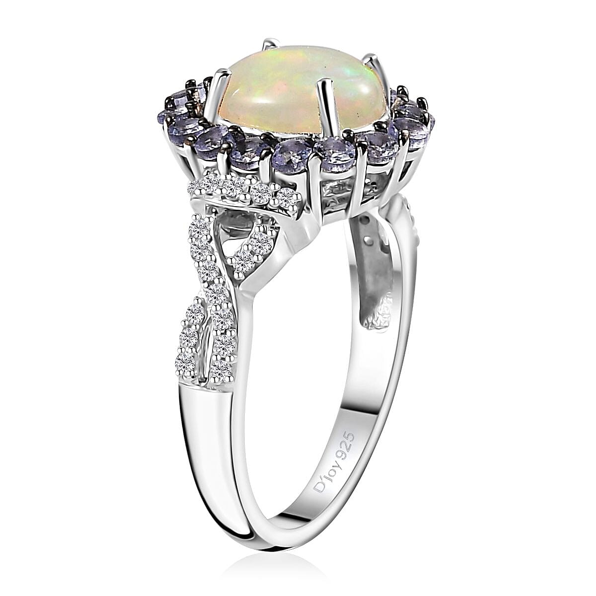 Premium Ethiopian Welo Opal and Multi Gemstone Infinity Halo Ring in Platinum Over Sterling Silver (Size 7.0) 2.15 ctw image number 3