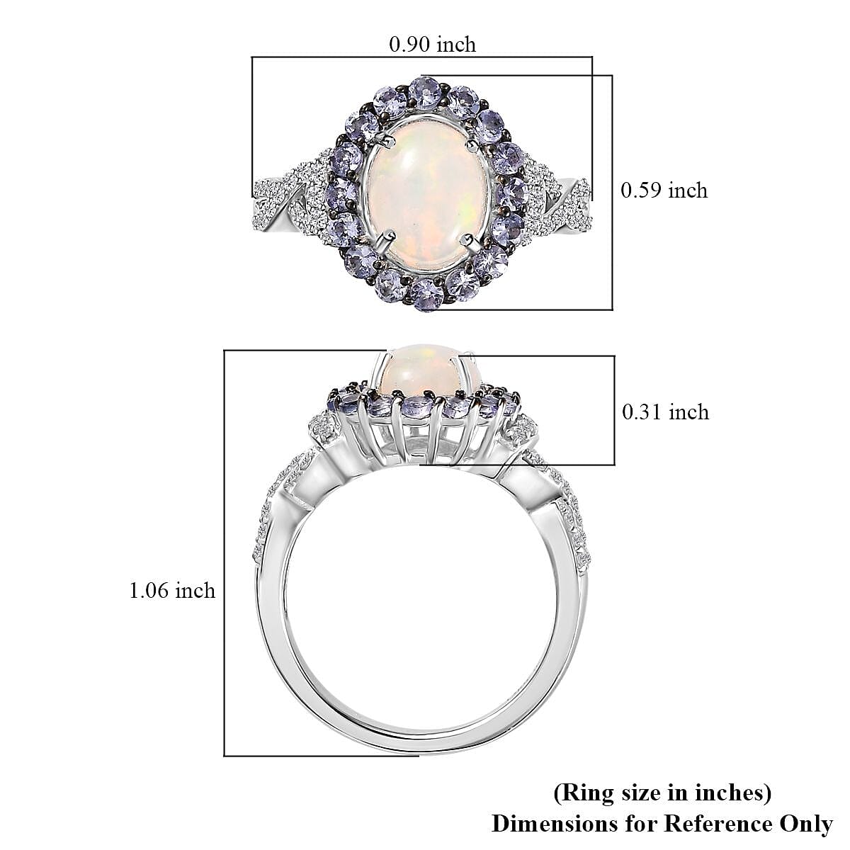 Premium Ethiopian Welo Opal and Multi Gemstone Infinity Halo Ring in Platinum Over Sterling Silver (Size 7.0) 2.15 ctw image number 5