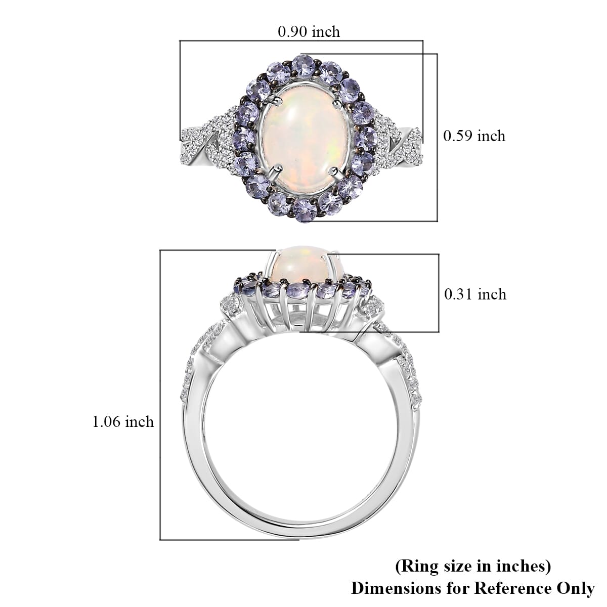 Premium Ethiopian Welo Opal and Multi Gemstone Infinity Halo Ring in Platinum Over Sterling Silver (Size 8.0) 2.15 ctw image number 5