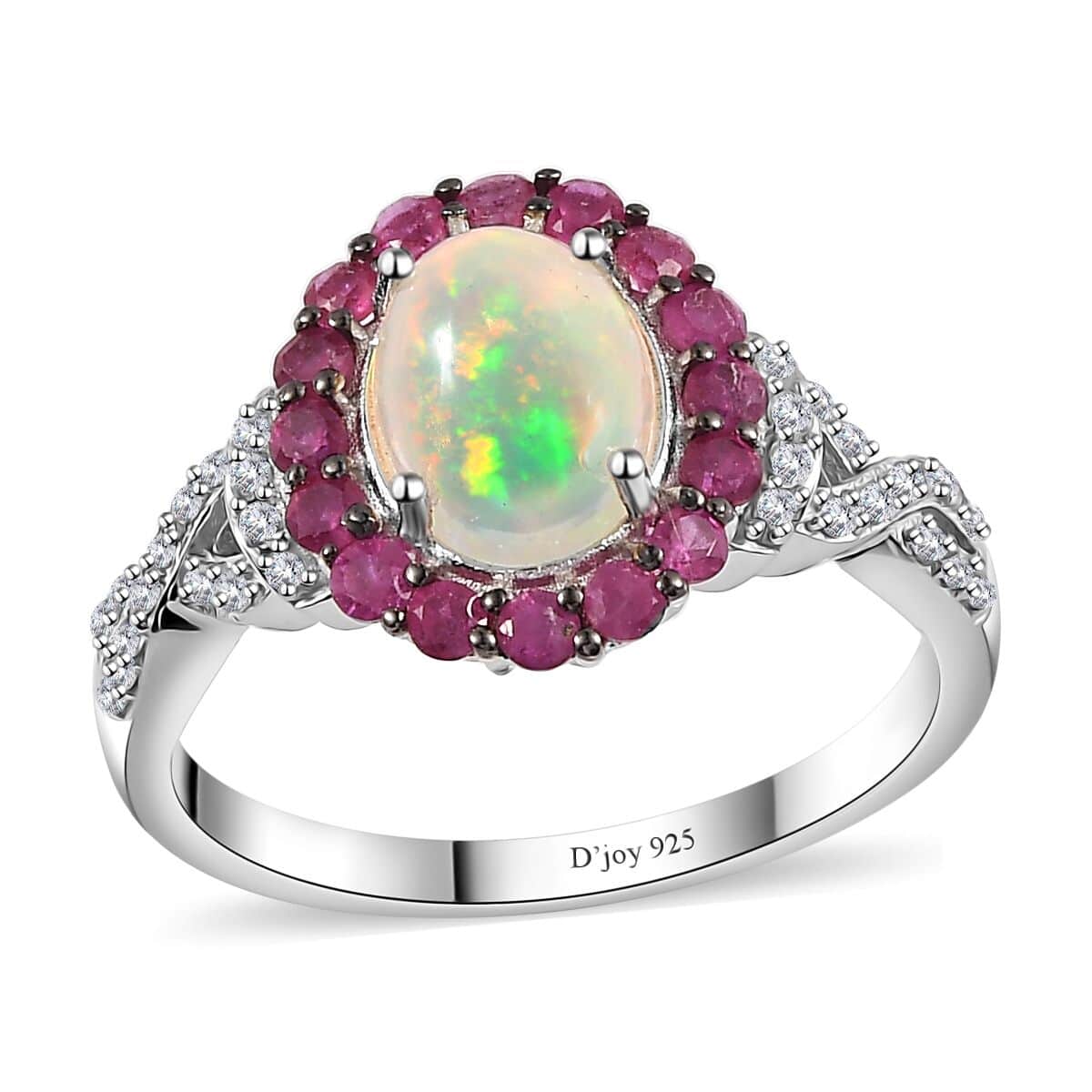 Premium Ethiopian Welo Opal and Multi Gemstone Infinity Halo Ring in Platinum Over Sterling Silver (Size 5.0) 2.35 ctw image number 0