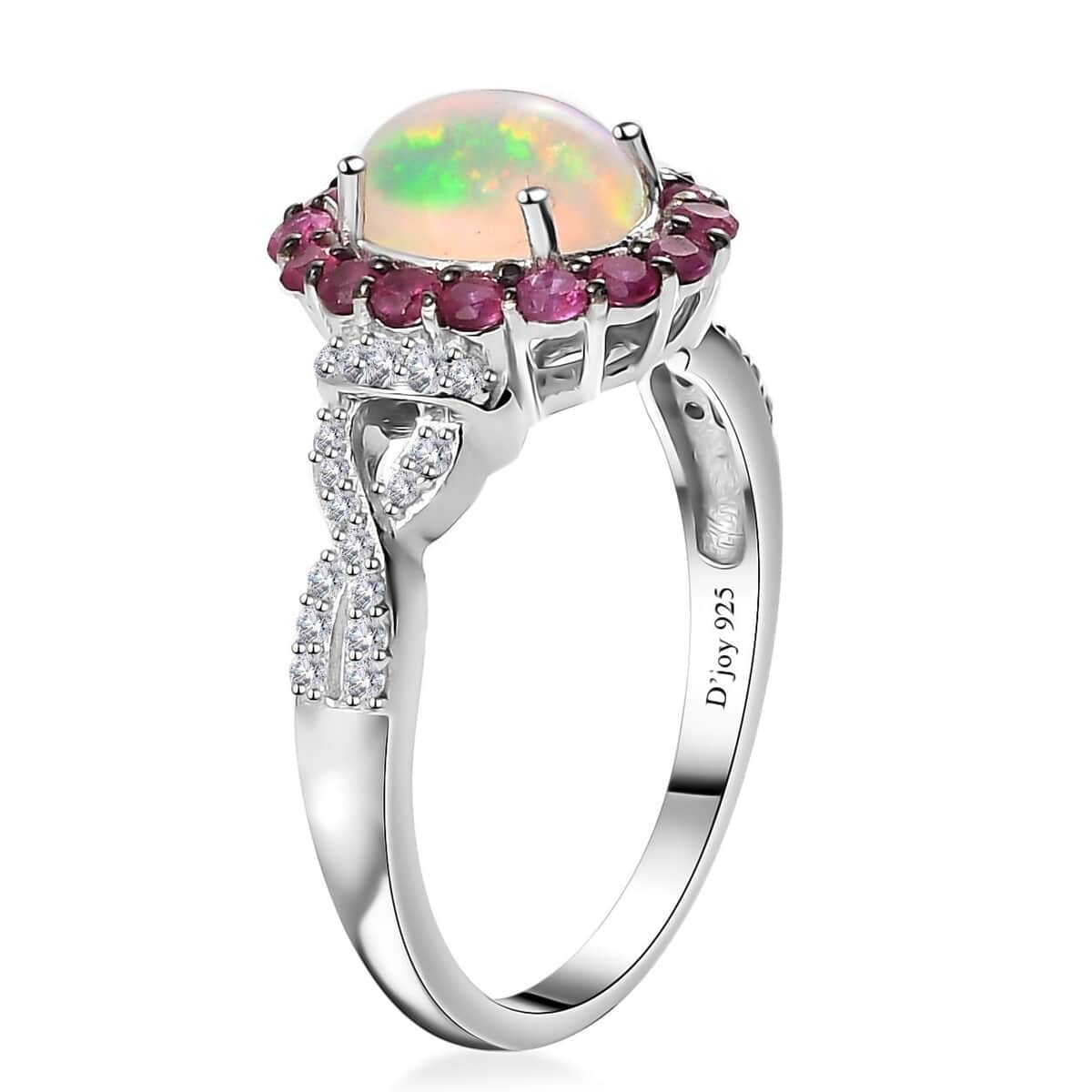 Premium Ethiopian Welo Opal and Multi Gemstone Infinity Halo Ring in Platinum Over Sterling Silver (Size 5.0) 2.35 ctw image number 3