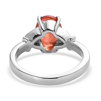 Padparadscha Quartz (Triplet) and White Zircon Ring in Stainless Steel (Size 10.0) 2.15 ctw
