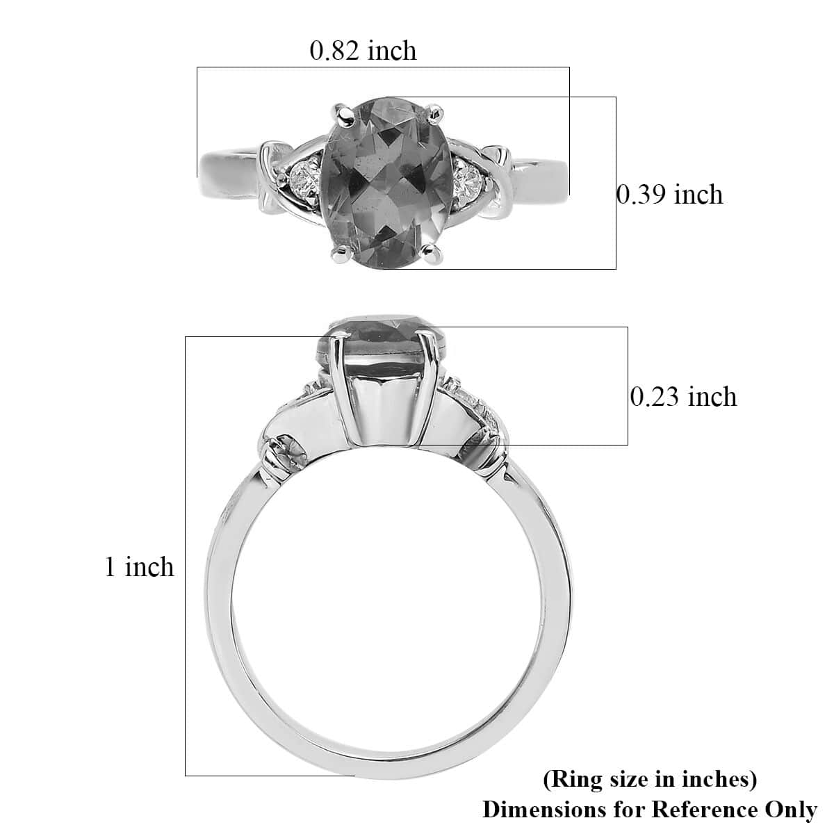Padparadscha Quartz (Triplet) and White Zircon Ring in Stainless Steel (Size 11.0) 2.15 ctw image number 5