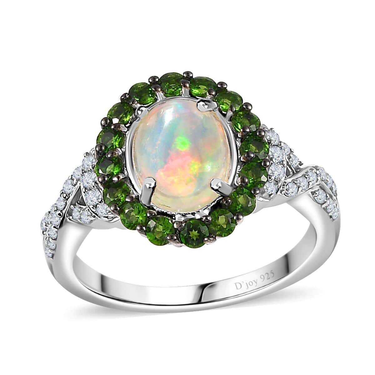 Premium Ethiopian Welo Opal and Multi Gemstone Infinity Halo Ring in Platinum Over Sterling Silver (Size 8.0) 2.15 ctw image number 0