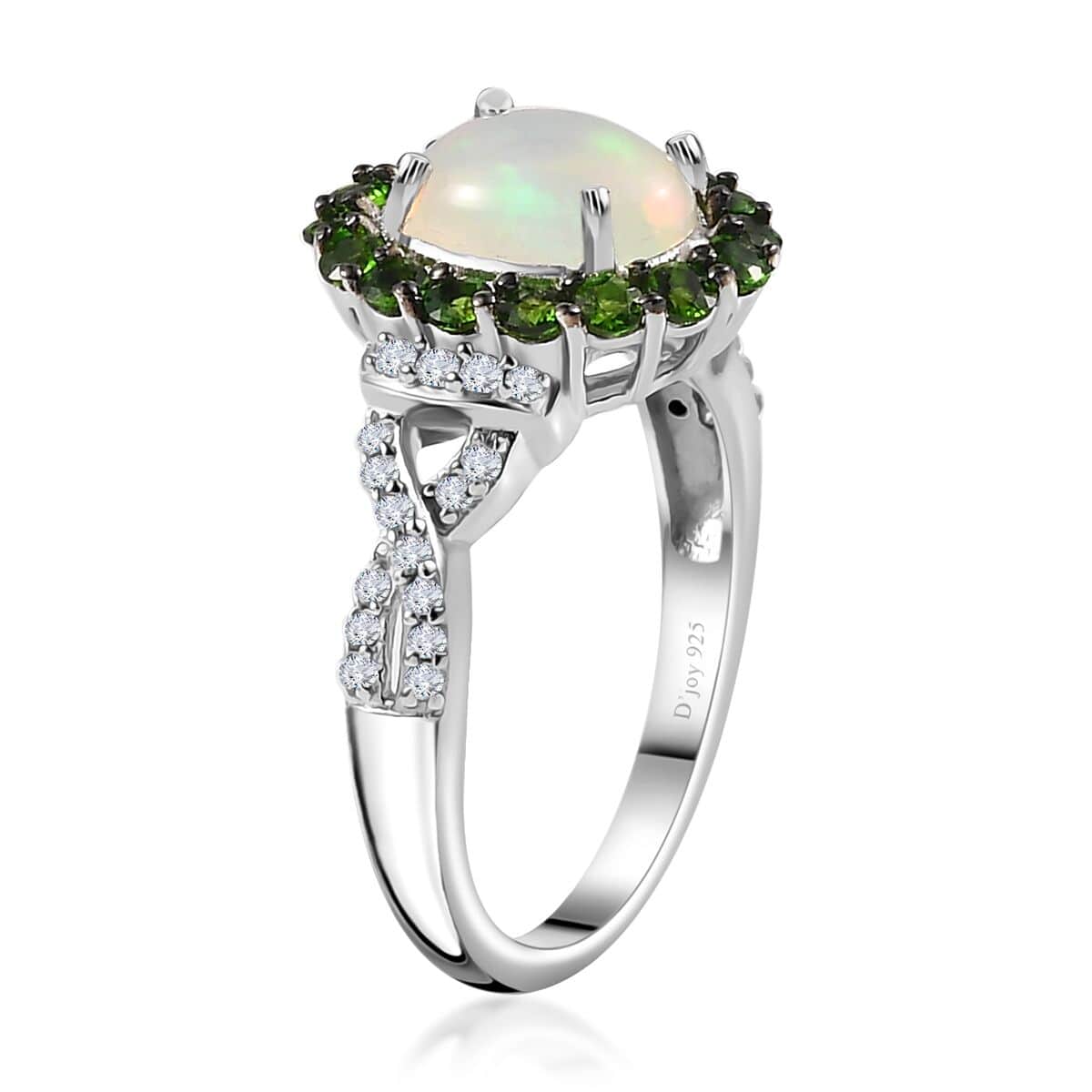 Premium Ethiopian Welo Opal and Multi Gemstone Infinity Halo Ring in Platinum Over Sterling Silver (Size 8.0) 2.15 ctw image number 3