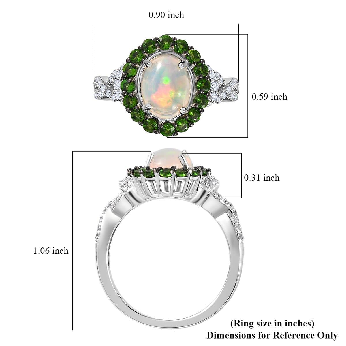 Premium Ethiopian Welo Opal and Multi Gemstone Infinity Halo Ring in Platinum Over Sterling Silver (Size 8.0) 2.15 ctw image number 5