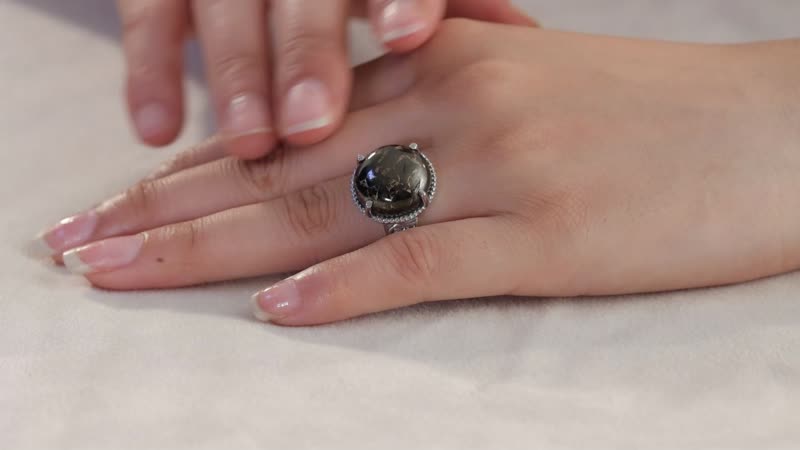 Matrix Silver Shungite, White Zircon Ring in Stainless Steel (Size 10.0) 10.00 ctw