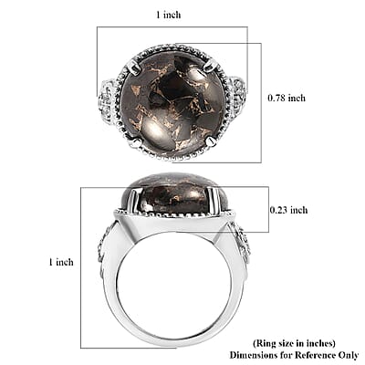 Matrix Silver Shungite and White Zircon Ring in Stainless Steel (Size 10.0) 10.00 ctw