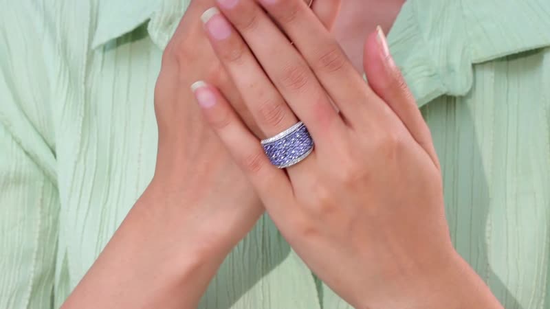 Tanzanite, White Zircon Ring in Rhodium Over Sterling Silver (Size 10.0) 4.40 ctw
