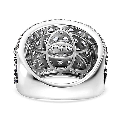 Tanzanite and White Zircon 4.40 ctw Cluster Ring in Rhodium Over Sterling Silver (Size 10.0)