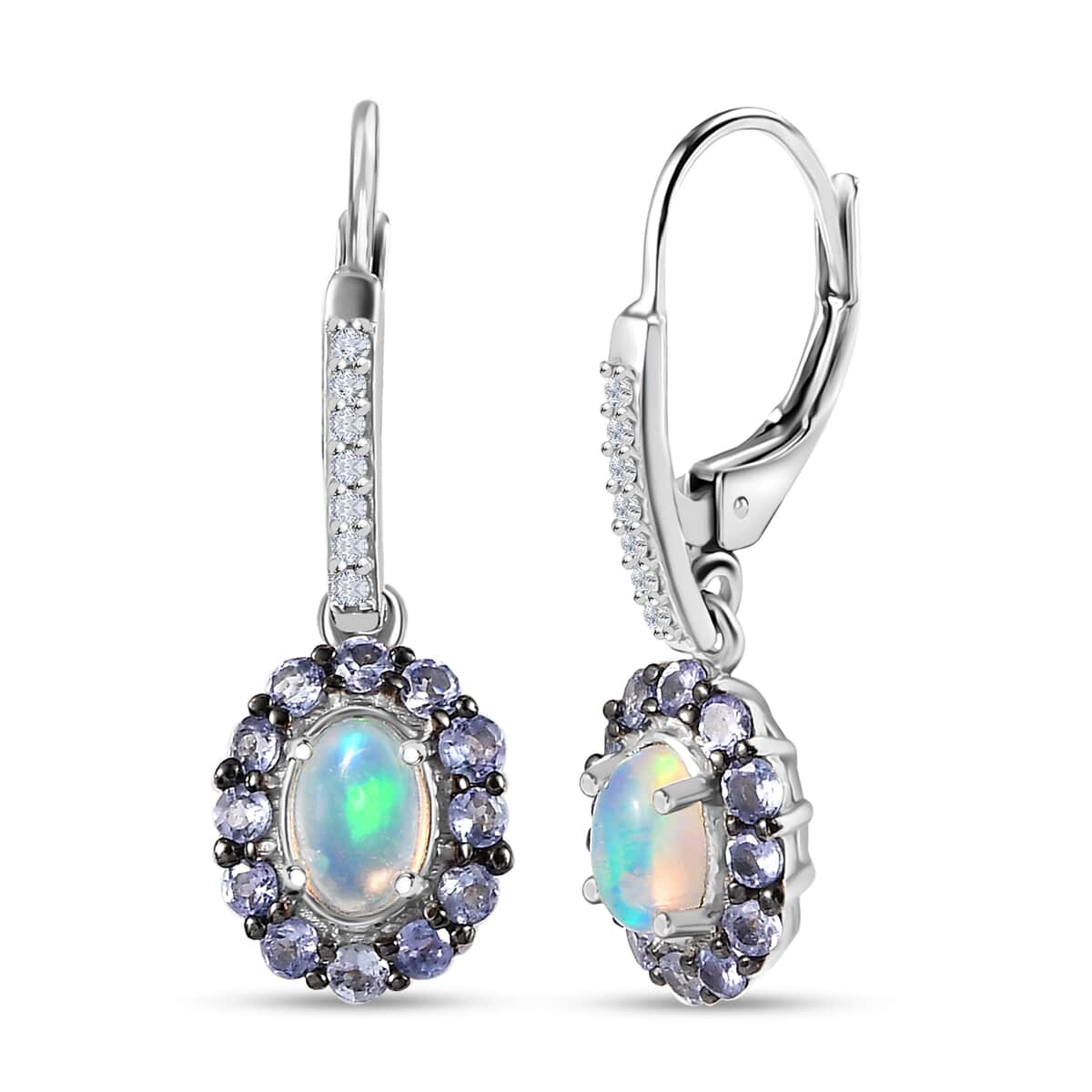 Pemium Ethiopian Welo Opal and Multi Gemstone Lever Back Earrings in Platinum Over Sterling Silver 1.65 ctw image number 0