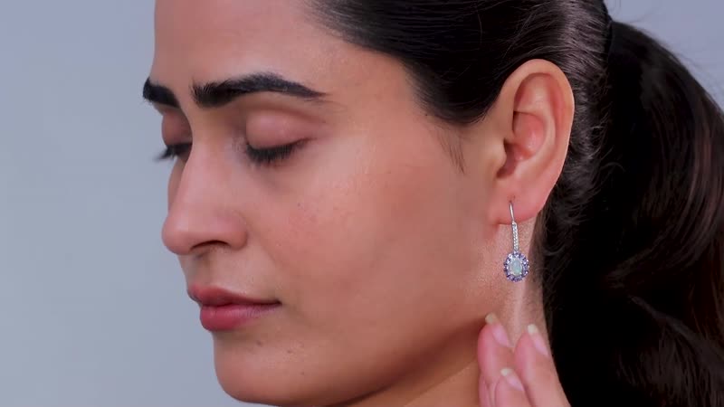 Pemium Ethiopian Welo Opal and Multi Gemstone Lever Back Earrings in Platinum Over Sterling Silver 1.65 ctw
