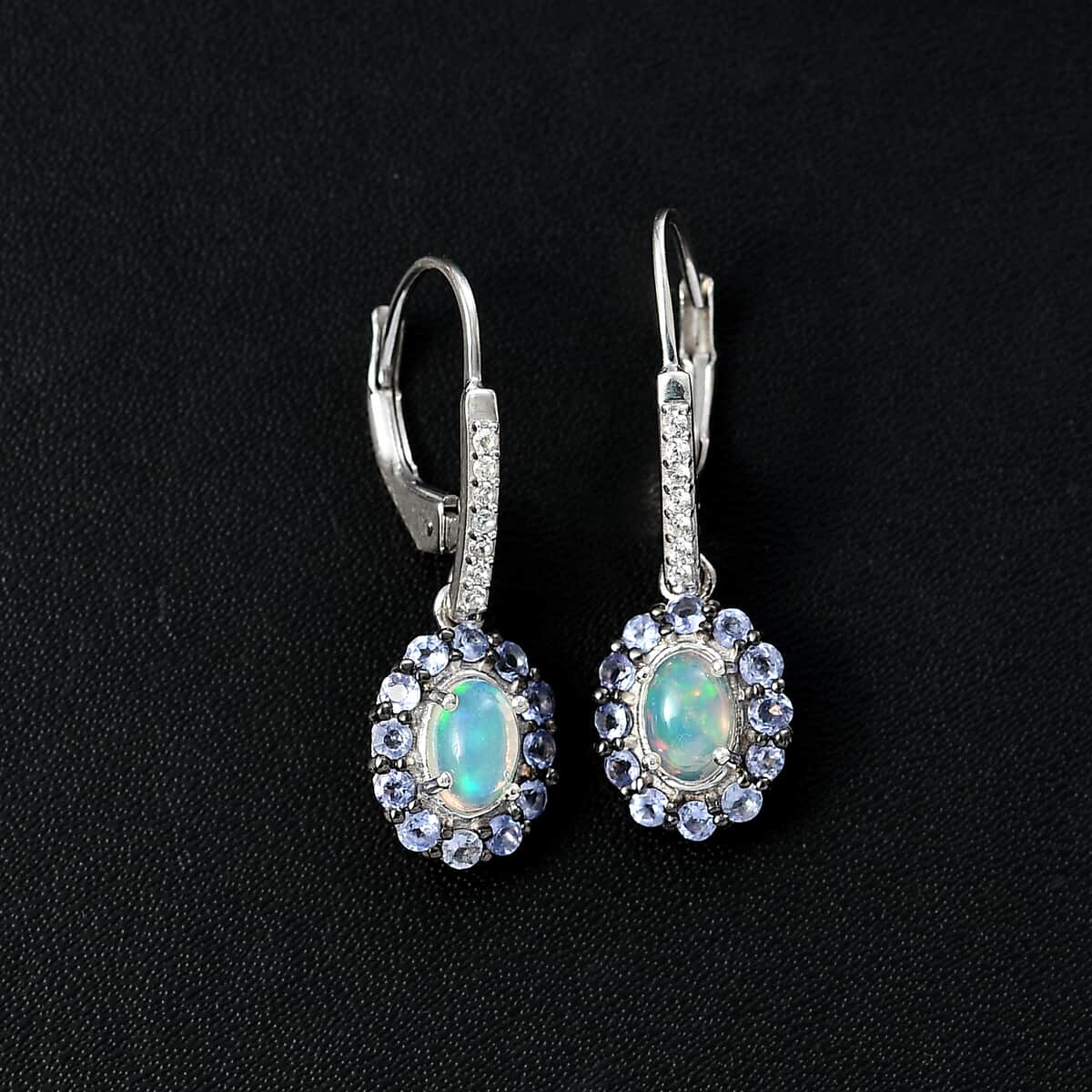 Pemium Ethiopian Welo Opal and Multi Gemstone Lever Back Earrings in Platinum Over Sterling Silver 1.65 ctw image number 1