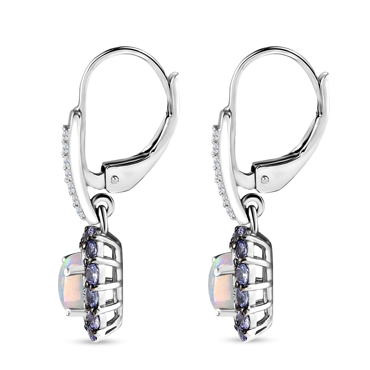 Pemium Ethiopian Welo Opal and Multi Gemstone Lever Back Earrings in Platinum Over Sterling Silver 1.65 ctw image number 3