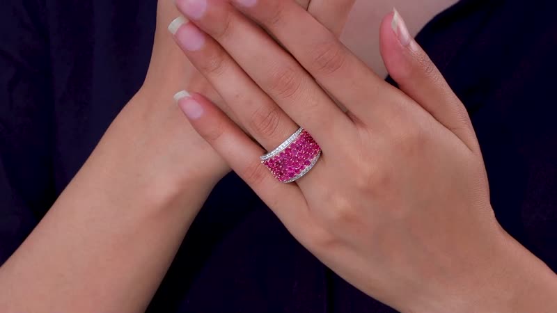 Niassa Ruby (FF), White Zircon Ring in 14K RG and Rhodium Over Sterling Silver (Size 10.0) 5.75 ctw