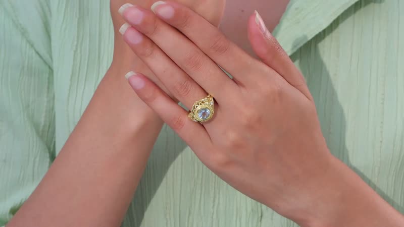 AAA Mangoro Aquamarine and Moissanite Ring in 18K Vermeil Yellow Gold Over Sterling Silver 1.75 ctw
