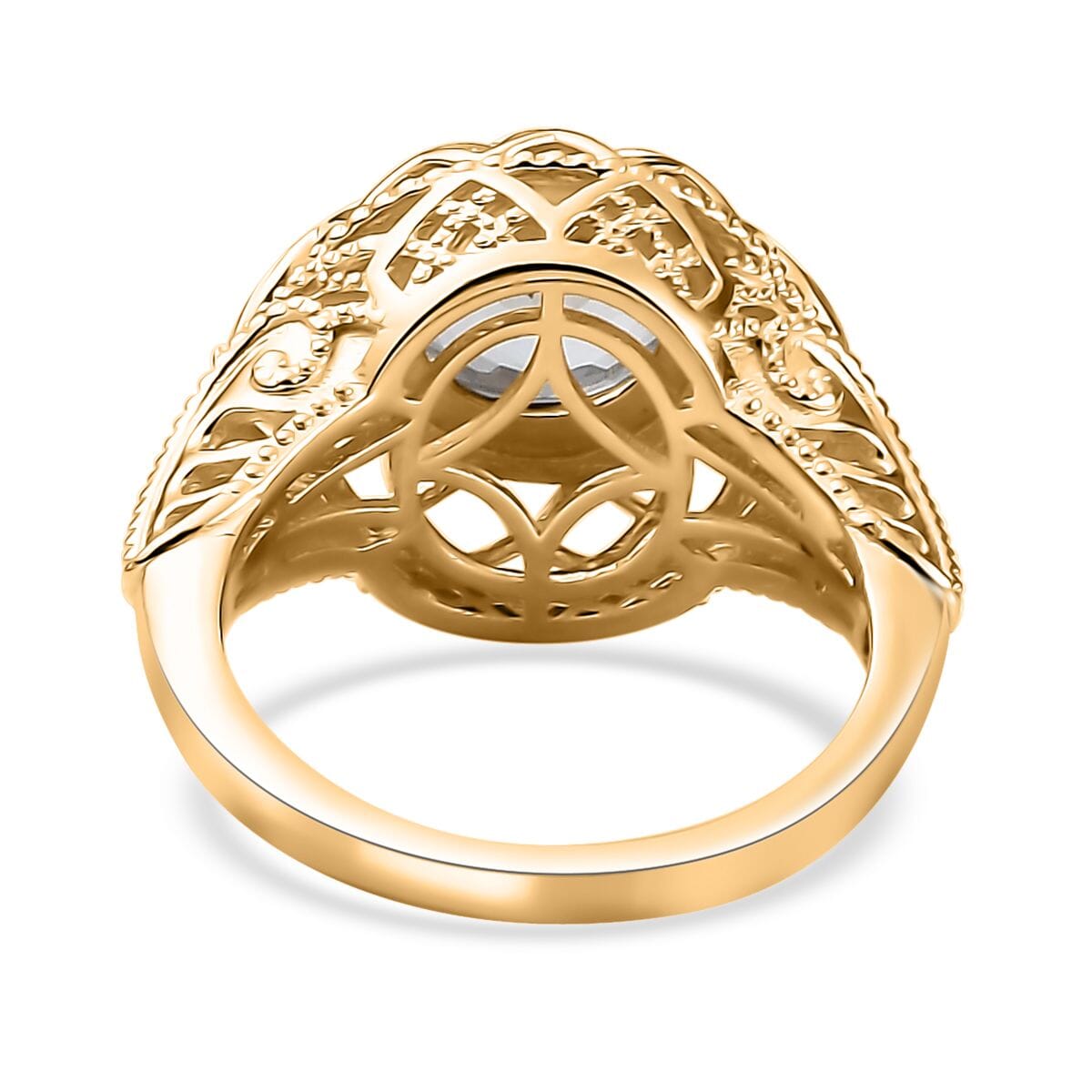 AAA Mangoro Aquamarine and Moissanite Ring in 18K Vermeil Yellow Gold Over Sterling Silver (Size 9.0) 1.75 ctw image number 4