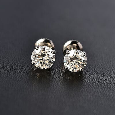 Moissanite 1.90 ctw Solitaire Stud Earrings in 950 Platinum