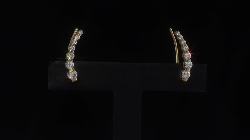 Moissanite Climber Earrings in Vermeil Yellow Gold Over Sterling Silver 1.40 ctw