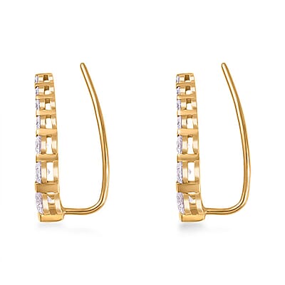 Moissanite Climber Earrings in Vermeil Yellow Gold Over Sterling Silver 1.40 ctw