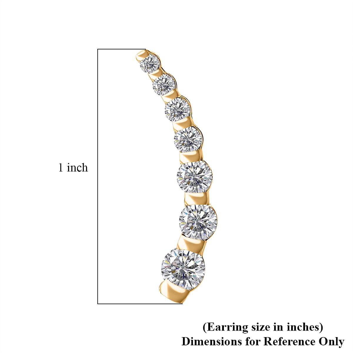 Moissanite Climber Earrings in Vermeil Yellow Gold Over Sterling Silver 1.40 ctw
