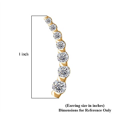 Moissanite Climber Earrings in Vermeil Yellow Gold Over Sterling Silver 1.40 ctw
