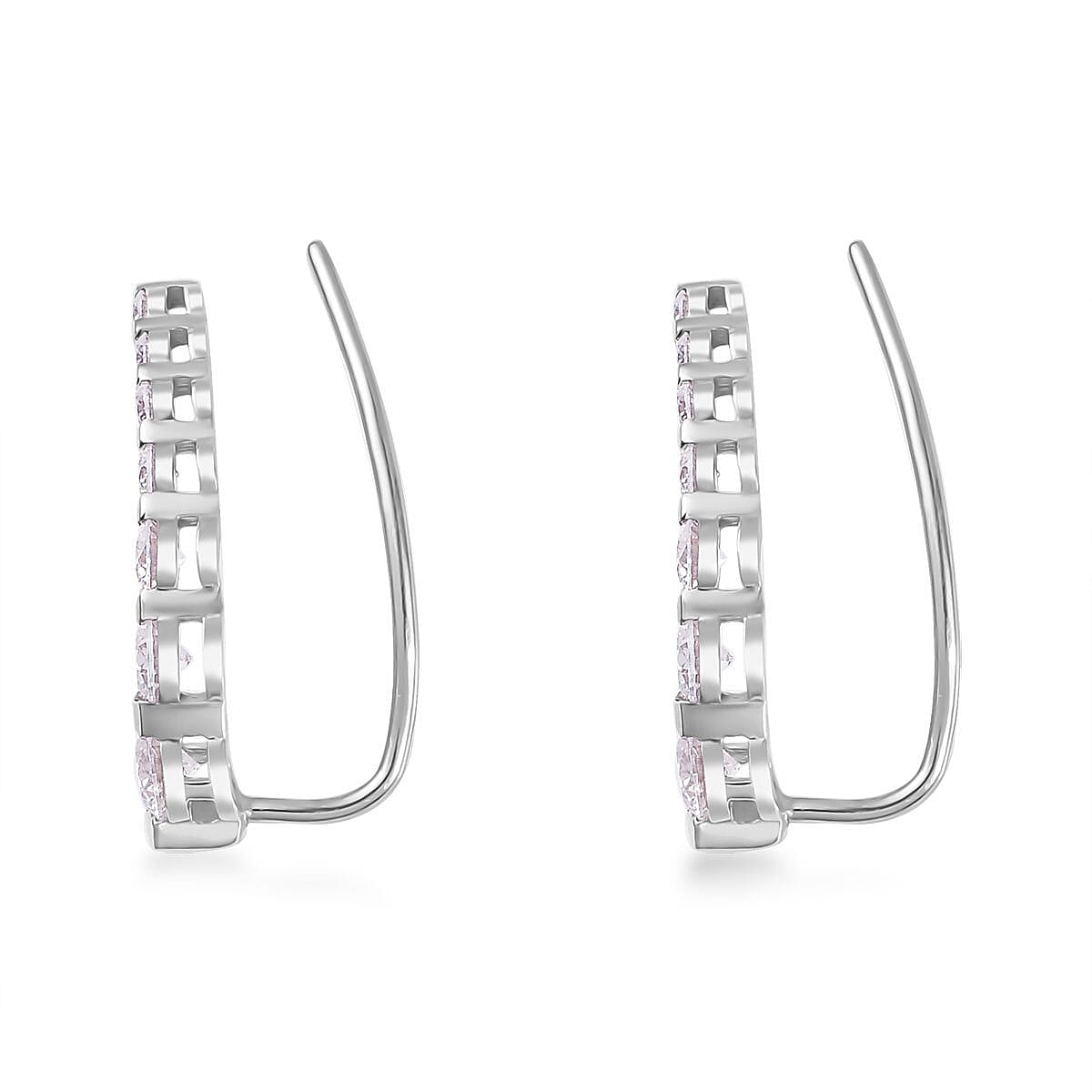 Moissanite Climber Earrings in Platinum Over Sterling Silver 1.50 ctw image number 3