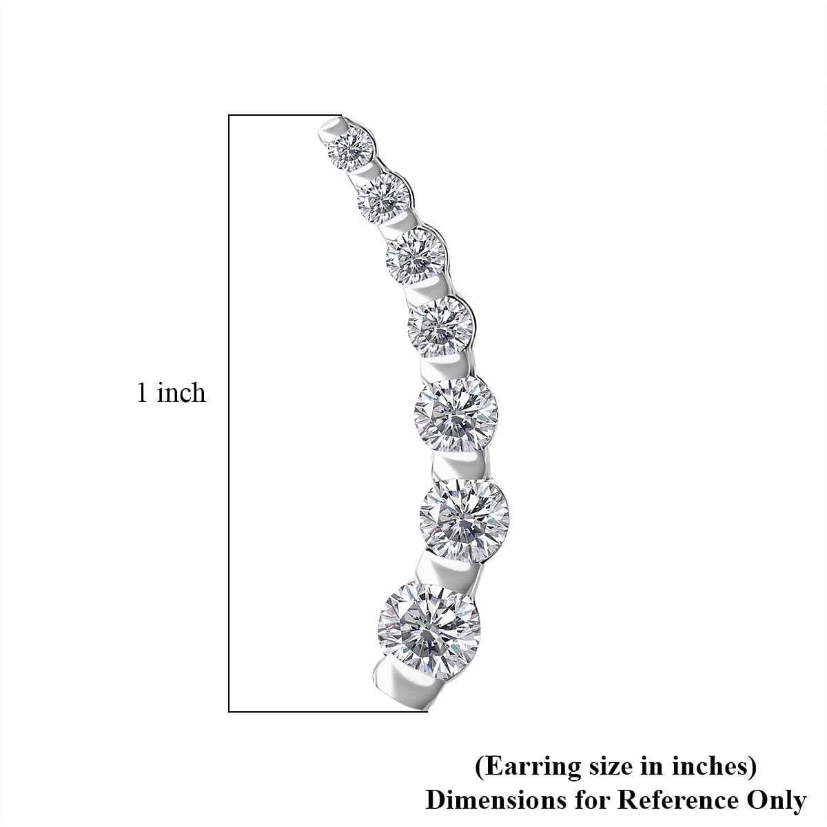 Moissanite Climber Earrings in Platinum Over Sterling Silver 1.50 ctw image number 4