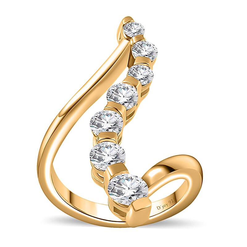 Moissanite Ring in Vermeil Yellow Gold Over Sterling Silver (Size 10.0) 1.20 ctw