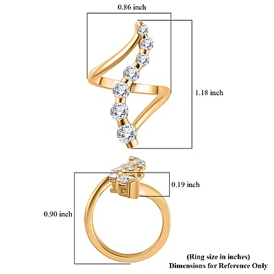 Moissanite Ring in Vermeil Yellow Gold Over Sterling Silver (Size 10.0) 1.20 ctw
