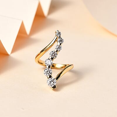 Moissanite Ring in Vermeil Yellow Gold Over Sterling Silver (Size 5.0) 1.20 ctw