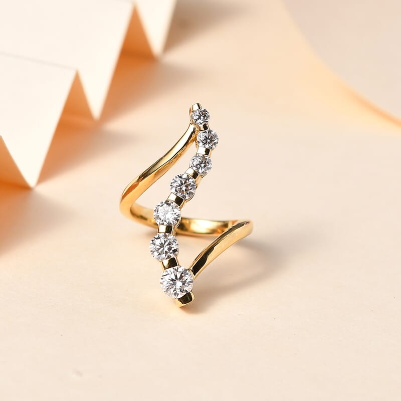 Moissanite Ring in Vermeil Yellow Gold Over Sterling Silver (Size 5.0) 1.20 ctw