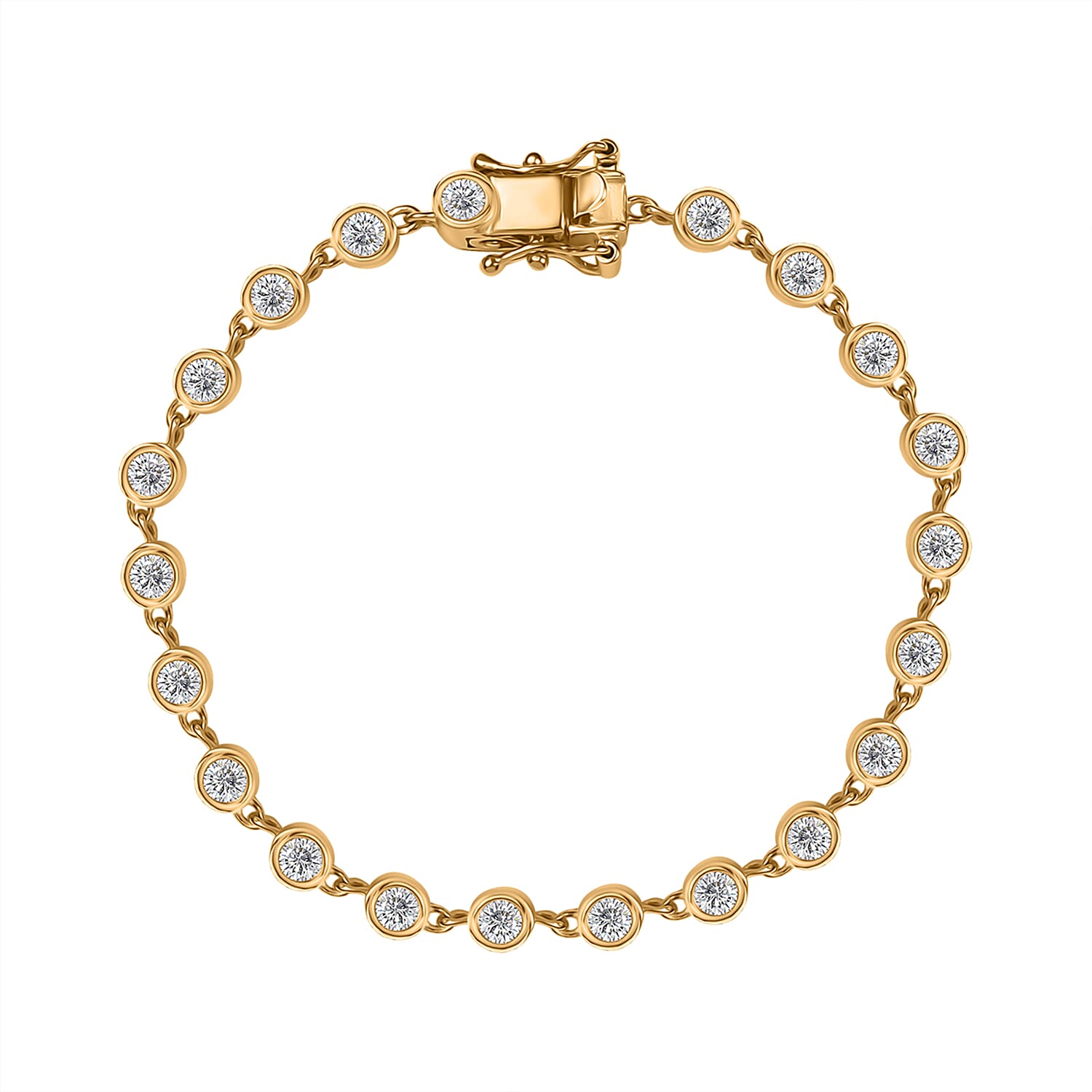 Moissanite Link Bracelet in Vermeil Yellow Gold Over Sterling Silver (6.50 In) 2.35 ctw