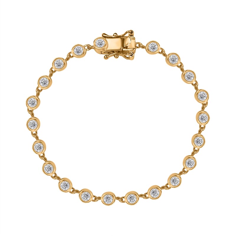 Moissanite Link Bracelet in Vermeil Yellow Gold Over Sterling Silver (6.50 In) 2.35 ctw
