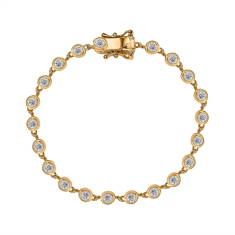 Moissanite Link Bracelet in Vermeil Yellow Gold Over Sterling Silver (6.50 In) 2.35 ctw