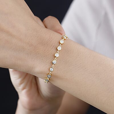 Moissanite Link Bracelet in Vermeil Yellow Gold Over Sterling Silver (6.50 In) 2.35 ctw
