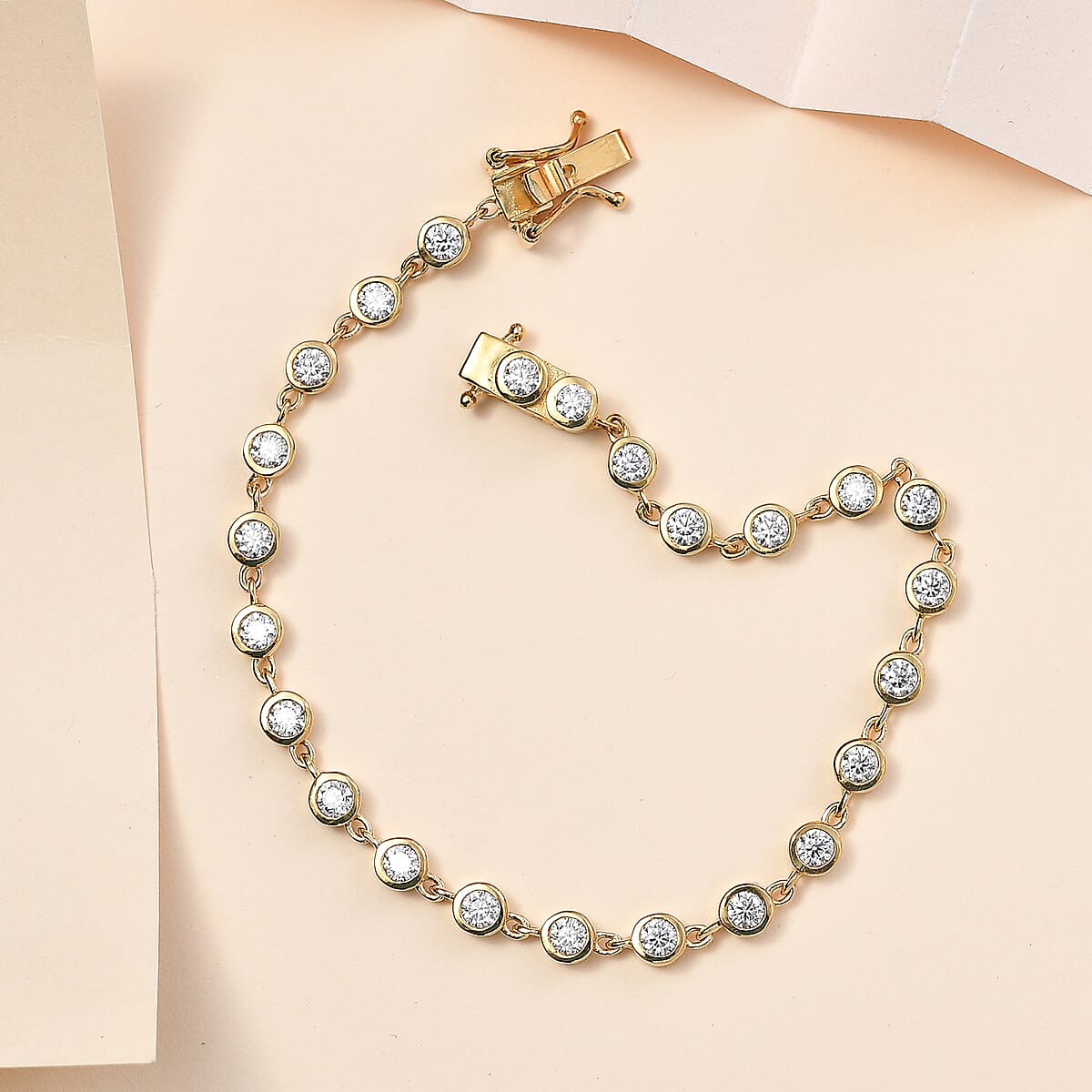 Moissanite Link Bracelet in Vermeil Yellow Gold Over Sterling Silver (7.25 In) 2.60 ctw image number 1