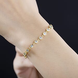 Moissanite Link Bracelet in Vermeil Yellow Gold Over Sterling Silver (7.25 In) 2.60 ctw