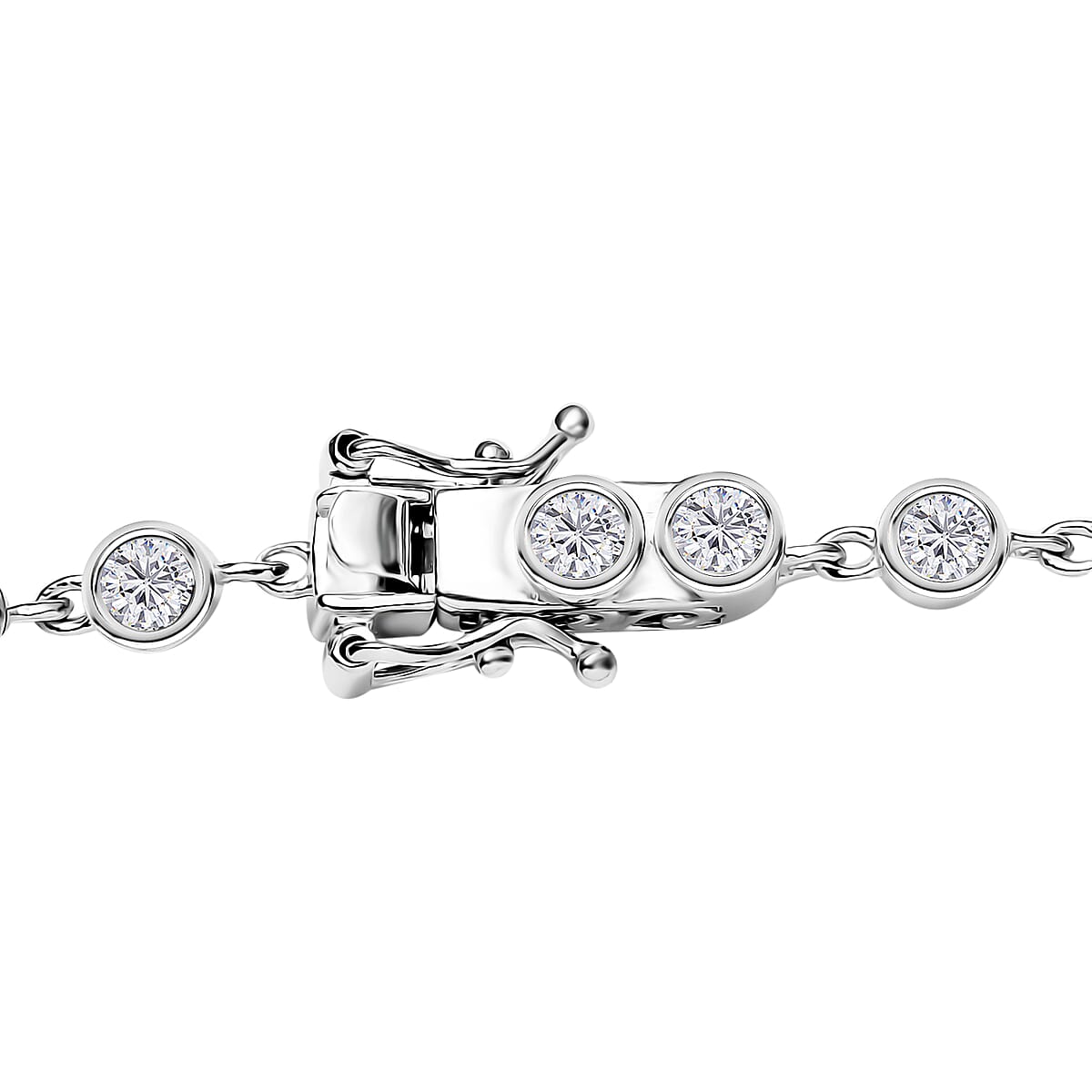 Moissanite Link Bracelet in Platinum Over Sterling Silver (7.25 In) 2.60 ctw image number 3