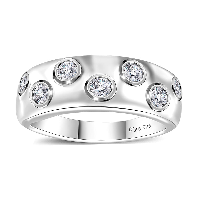 Moissanite Ring in Platinum Over Sterling Silver (Size 10.0) 0.40 ctw