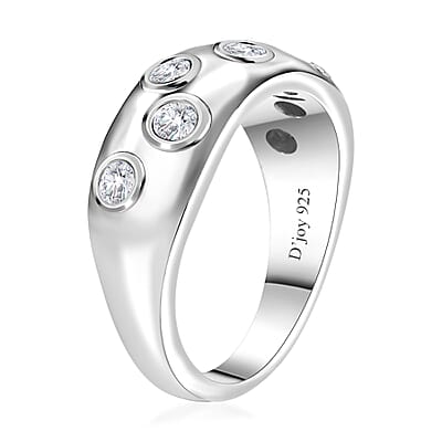 Moissanite Ring in Platinum Over Sterling Silver (Size 10.0) 0.40 ctw