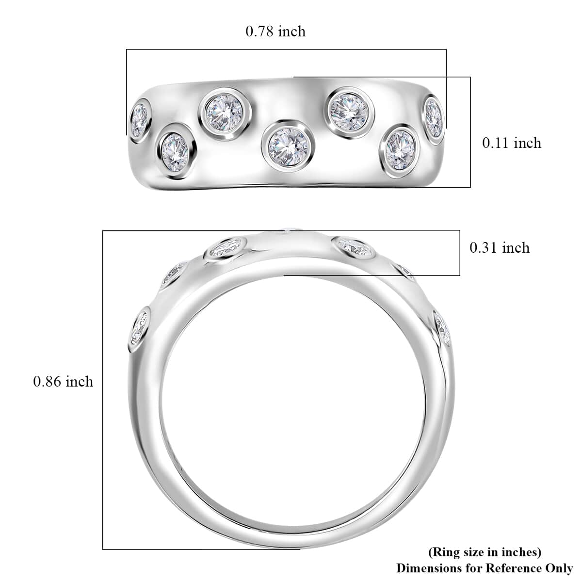 Moissanite Ring in Platinum Over Sterling Silver (Size 10.0) 0.40 ctw image number 5