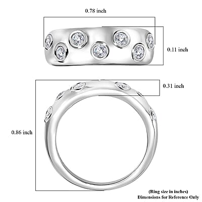 Moissanite Ring in Platinum Over Sterling Silver (Size 10.0) 0.40 ctw