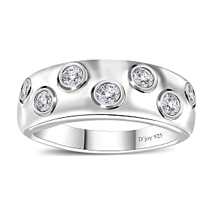 Moissanite Ring in Platinum Over Sterling Silver (Size 9.0) 0.40 ctw