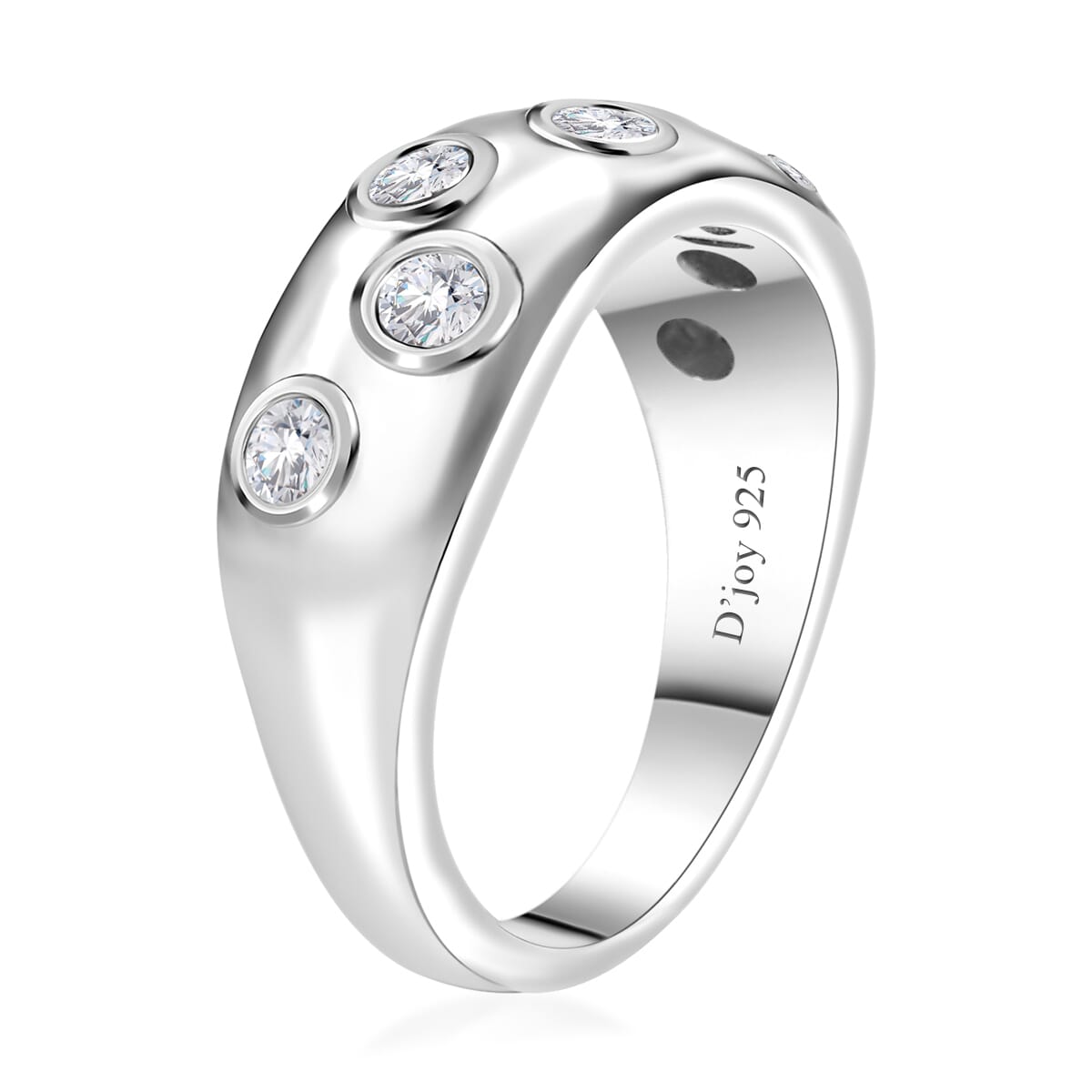 Moissanite Ring in Platinum Over Sterling Silver (Size 9.0) 0.40 ctw image number 3