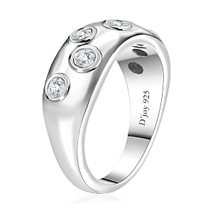 Moissanite Ring in Platinum Over Sterling Silver (Size 9.0) 0.40 ctw