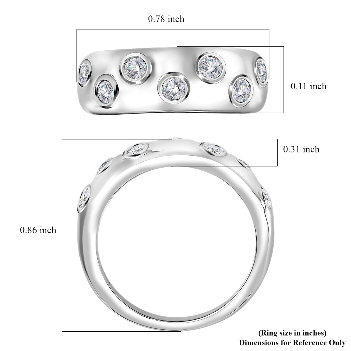 Moissanite Ring in Platinum Over Sterling Silver (Size 9.0) 0.40 ctw image number 5