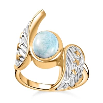 Larimar and Kanchanaburi Blue Sapphire 2.28 ctw Ring in Sterling Silver (Size 9.0)